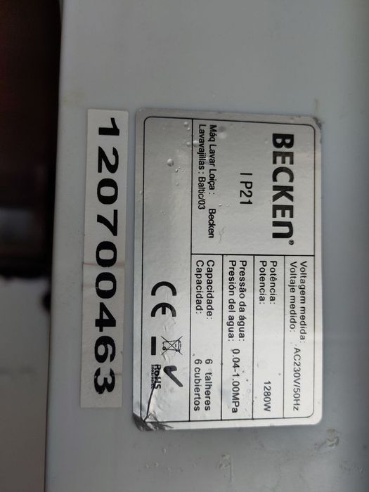 [Para peças] Máquina de lavar louça de bancada Becken