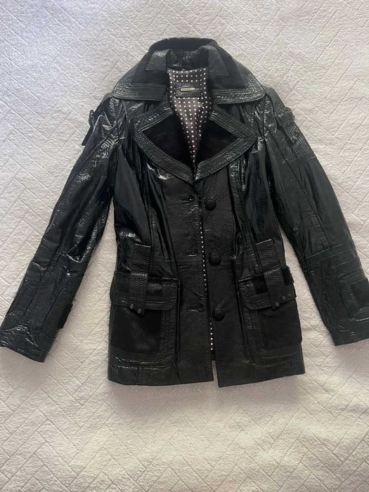 Куртка жіноча, шкіряна зі вставками хутра