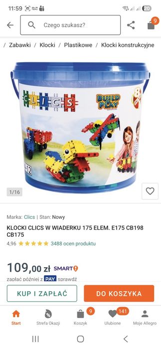 Klocki CLICS w wiaderku   okazja