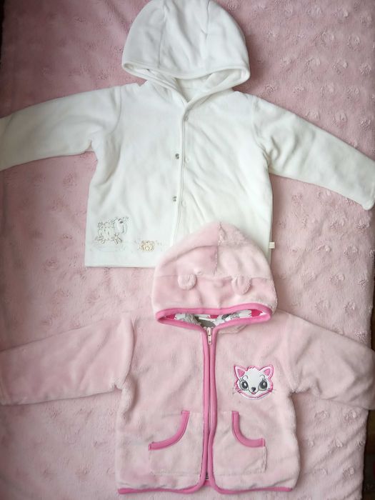 Bluzy dziewczęce, ciepłe, z weluru, 'pluszowego' polaru,r.74/80 Zestaw