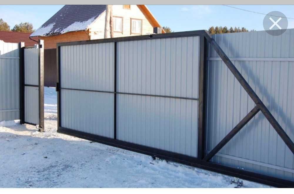 Забор из профнастила под ключ сетки жалюзи штакет ранчо ВОРОТА КАЛИТКА
