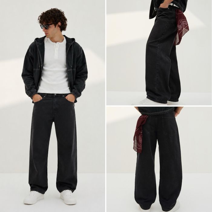 Широкі Джинси BERSHKA Baggy Fit Оригінал Широкие Джинсы Мужские Черные Серые