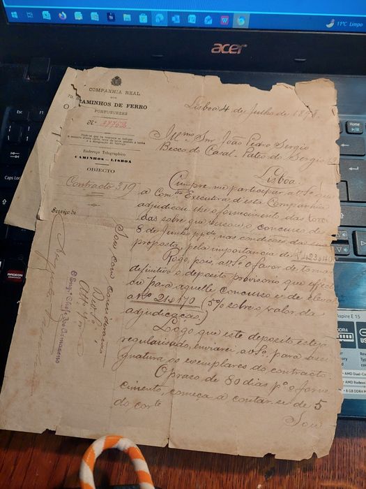 Real cp comboios portugueses papeis muito antigos