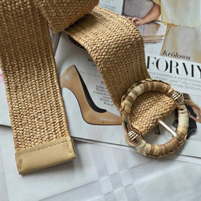 Viralowy pleciony pasek boho beżowy regulowany Made in Spain