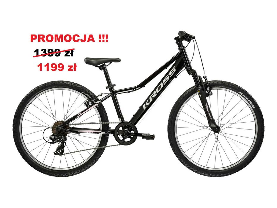 KROSS LEA JR 1.0 czarny/srebrny/różowy 24″
