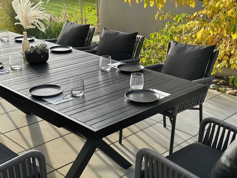 Fotel Krzesło Ogrodowe Sznurek Plecione do Ogrodu Taras Balkon CZARNE