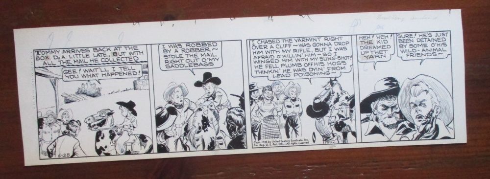 1945 - Broncho Bill - comic strip original art - banda desenhada