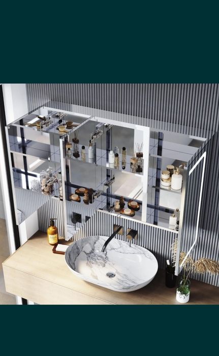 Szafka łazienkowa wisząca z lustrem LED 105x65 cm Generic Sonni biała