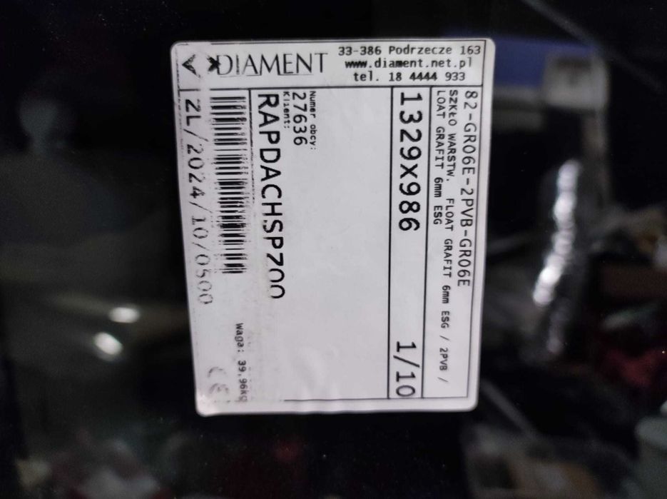 Szkło warstwowe 1329x986 grafit/grafit 6-2-6 ESG/2PBB/ESG - NOWE