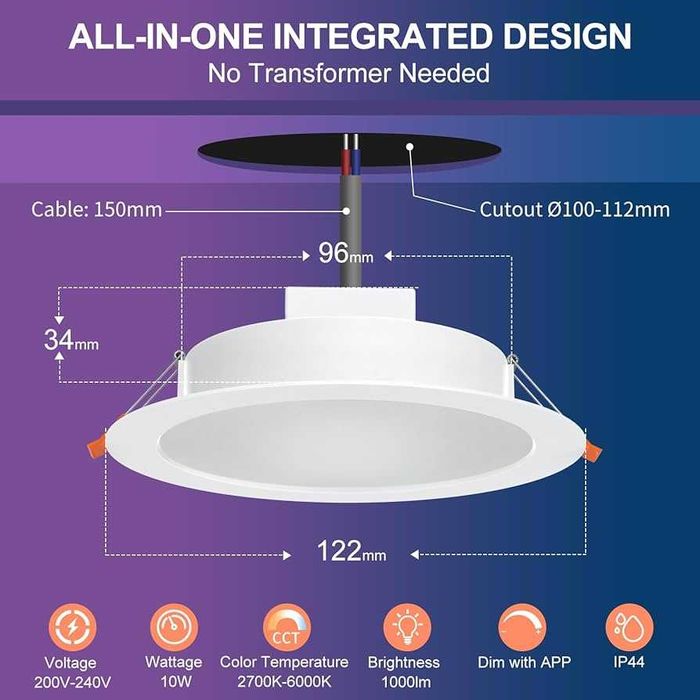 Zestaw 4x Inteligentny Spot LED DUSKTEC 10W RGB+CCT