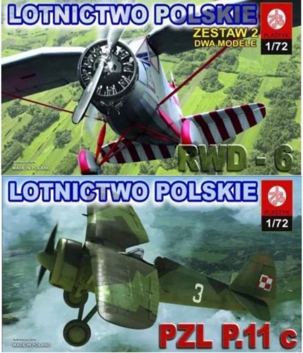 Dwa modele do sklejania samolot RWD-6 + PZL P.11c Plastyk S 066