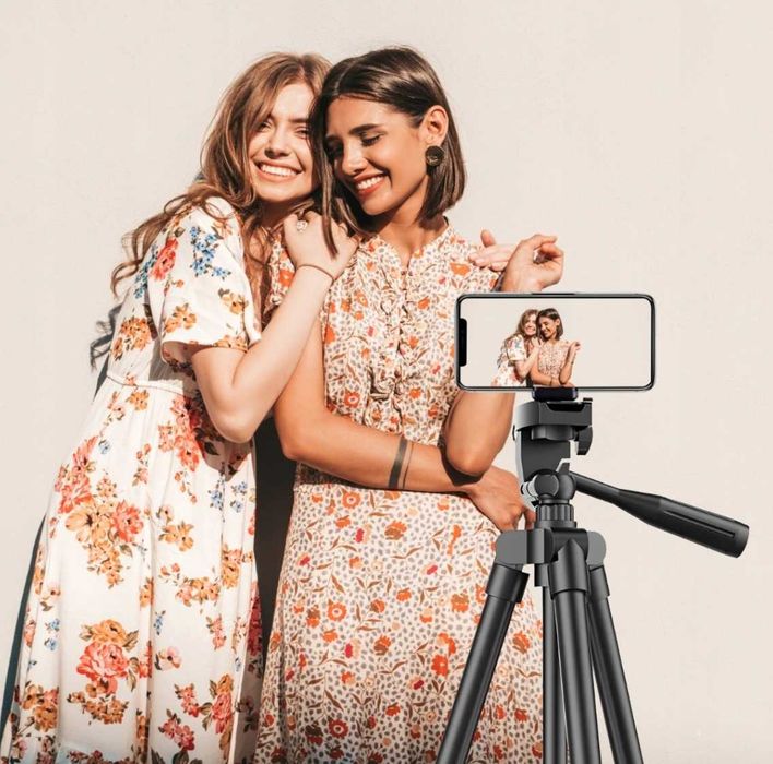 STATYW TRIPOD na telefon aparat regulowany uchwyt + PILOT BLUETOOTH o