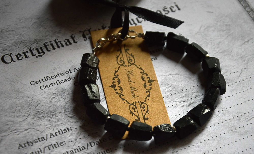 Turmalin czarny surowy Bransoletka