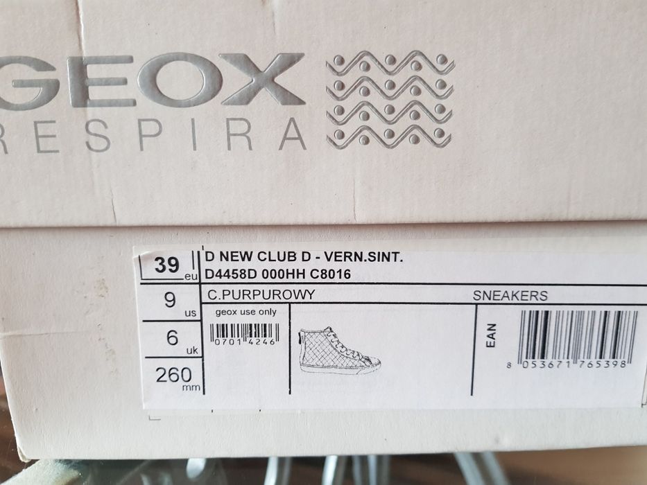 Sneakersy GEOX purpurowe lakierowane pikowane