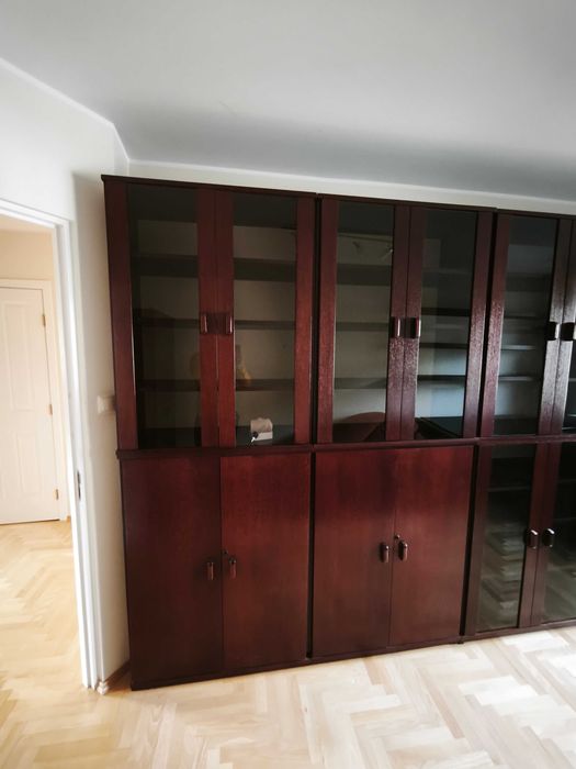 Zestaw stylowych mebli gabinetowych 4,2 m, biblioteczka z witrynami, 5 sekcji