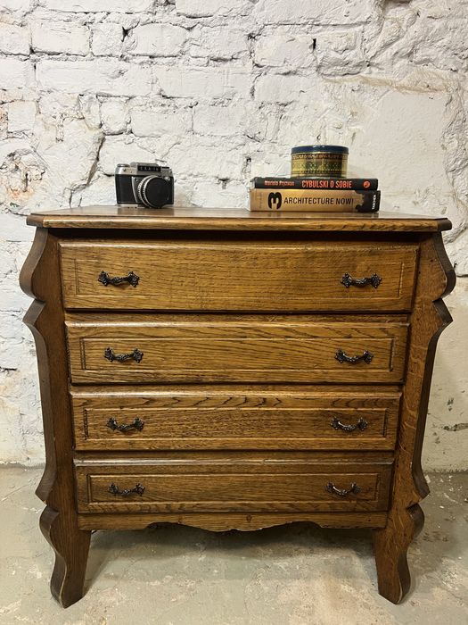 Dębowa komoda z szufladami Swarzędz prl vintage retro