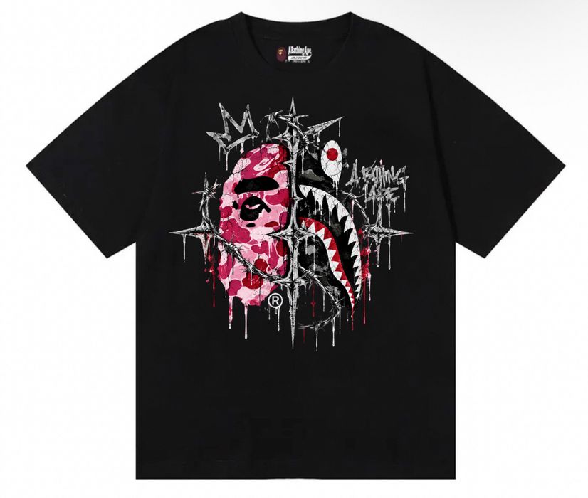 Футболка BAPE Custom Pink Camo Logo унисекс бейп черная тишка Новые модели отличный вариант на подарок