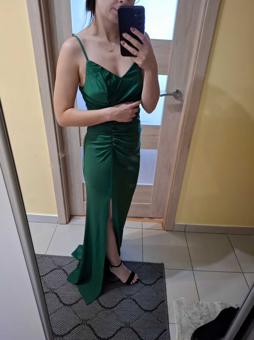 Sukienka zielona długa na wesele studniówkę