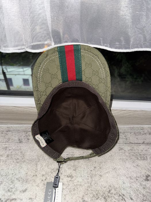 кепка GUCCI GG Canvas в оливковому кольорі