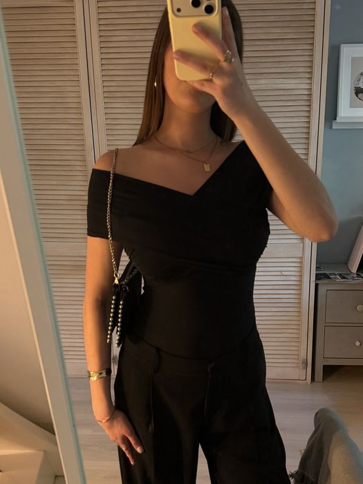Czarne body bez ramion zara S