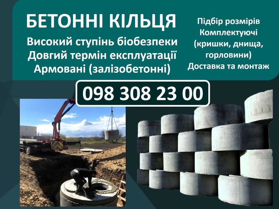 Залізо-бетонні кільця КС-11-06. Київська область. Доставка з монтажем