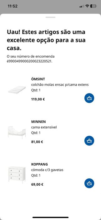 Cama Minnen com colchão Omsint