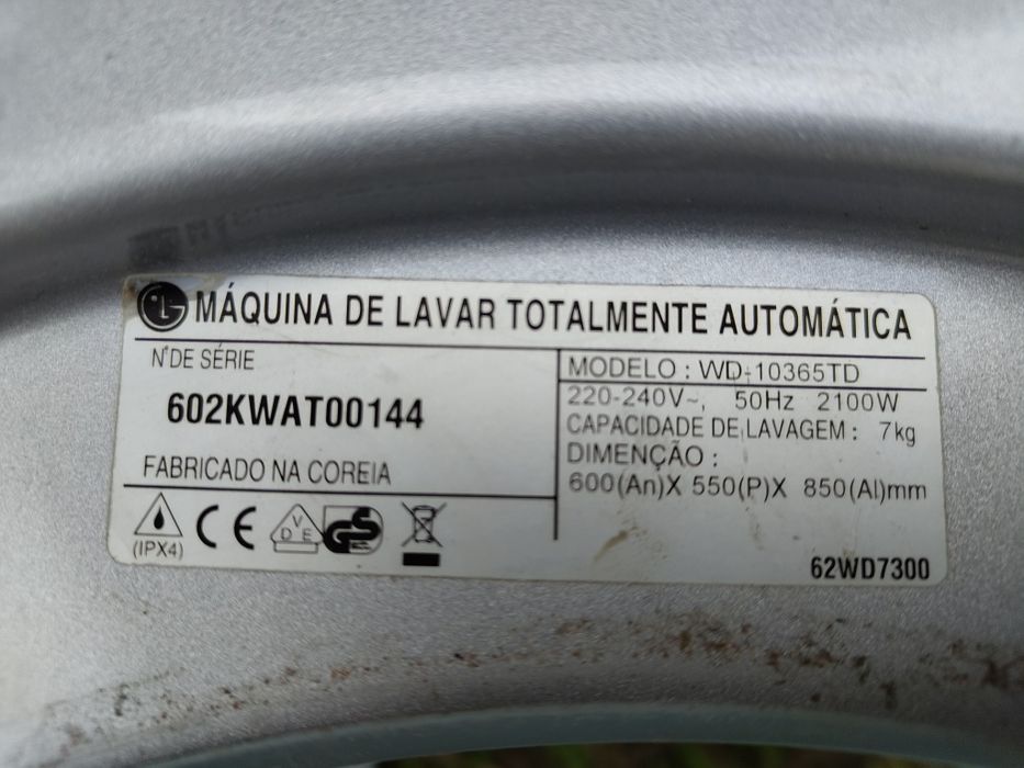 Bomba descarga máquina lavar roupa LG
LG wd-10365td