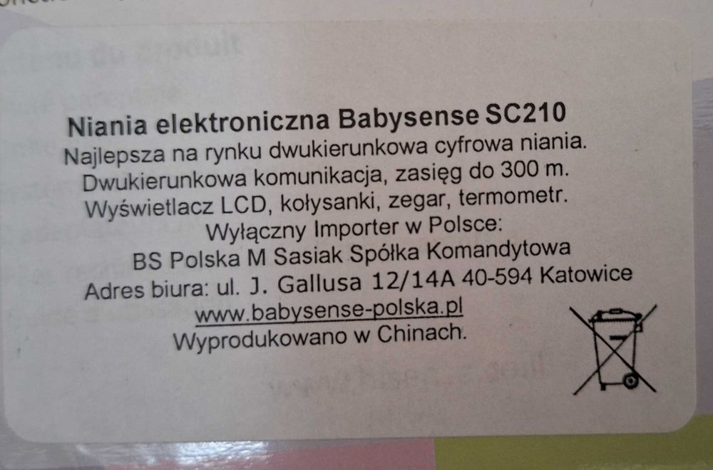 Sprzedam Nianię elektroniczną Babysense SC-210