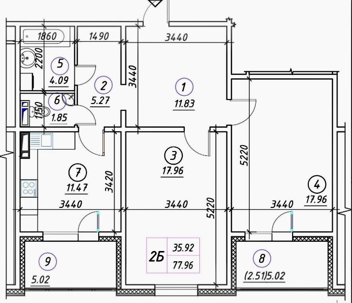 2-кімнатна квартира за адресою пров. Енергетиків (площа 77 м²) - Atlanta.ua - фото 15