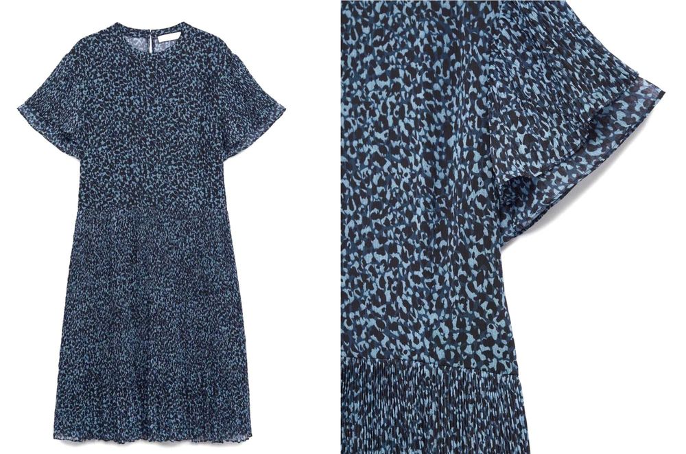 Mango lejąca sukienka z kolekcji Teen zwierzęcy deseń