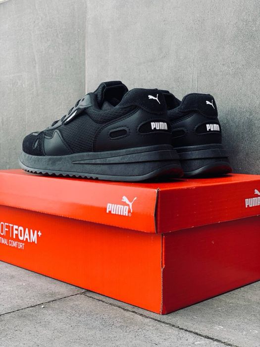 Черные женские кросовки / Puma SoftFoam / летние продуваемые кроссовки пума / мягкая подошвча / практичные на каждыйдень