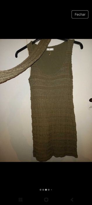 Vestido justo verde (caqui), com echarp igual - S - Promod