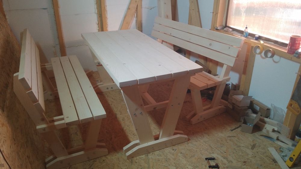 Садові меблі під замовлення столи лавки з бруса цільного