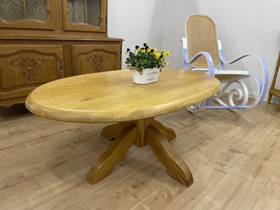 Stolik kawowy ława lity dąb owalny