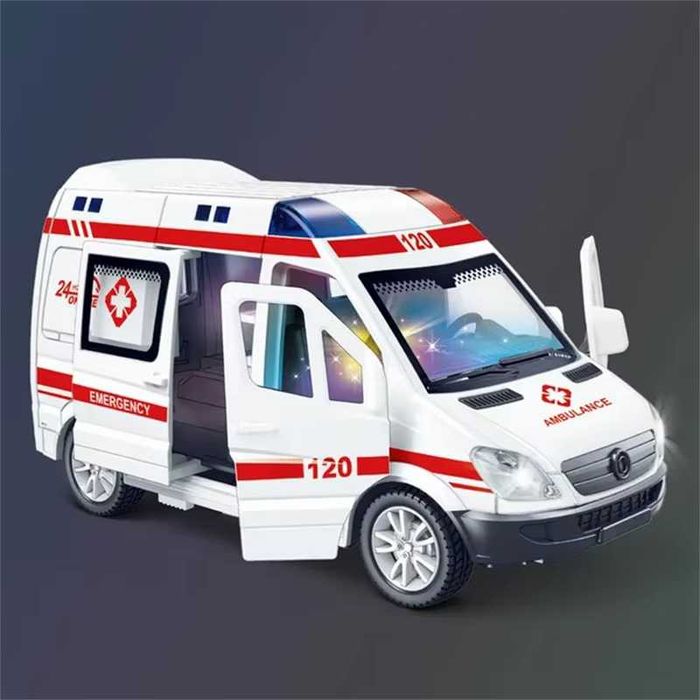 Karetka pogotowia ambulans auto światło dźwięki otwierane drzwi 1:32
