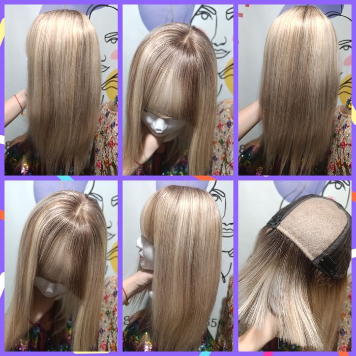 Натуральна слов'янська накладка на макушку на заколках імітація шкіра