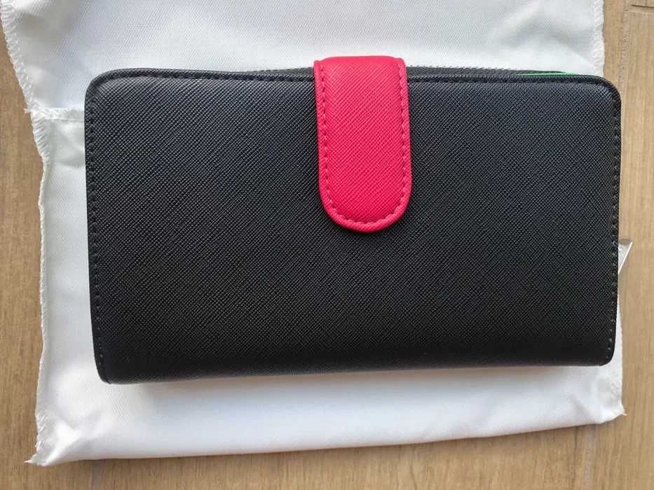 Elegancki Portfel Tous Dubai Saffiano czarny winylowy