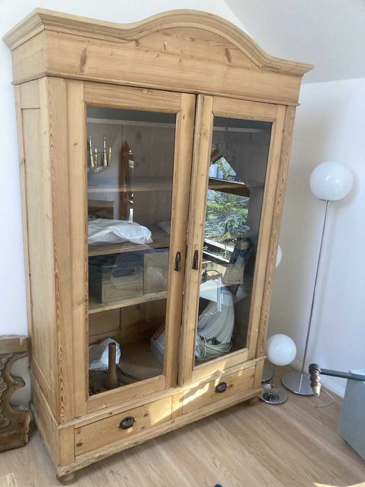 Szafa Antyczna Witryna szklana Barek Antyczna z Drewna Antyk vitryna