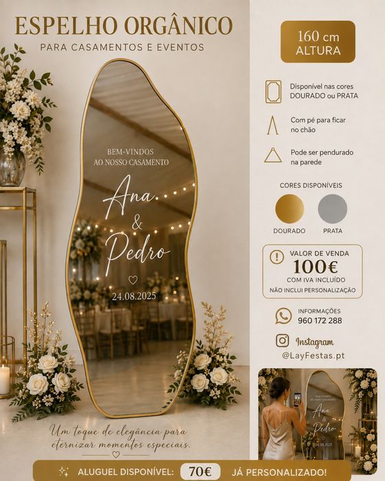 Espelho para casamentos e eventos novo