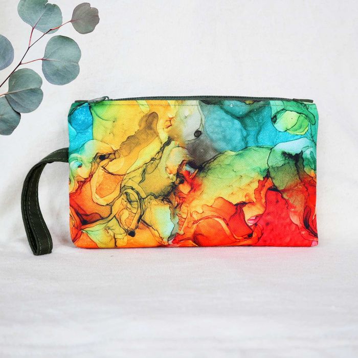 Kosmetyczka do torebki kopertówka z rączką lawa PL handmade
