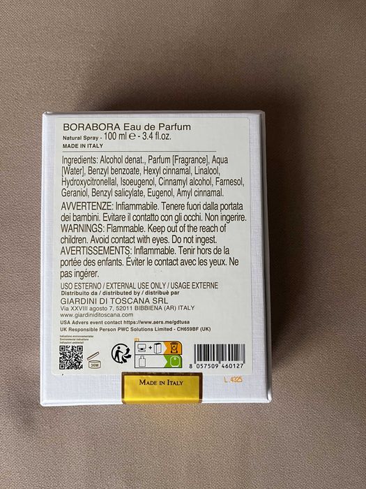 Borabora Bora-bora Bora Bora edp 100 ml Bianco Latte Giardini Toscana