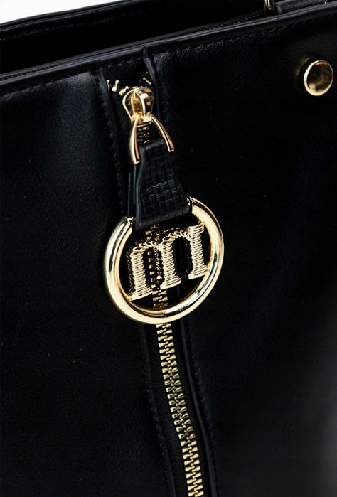 Monnari Klasyczna Torebka Damska Shopper Na Ramię Czarna Skórzana Logo