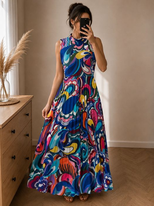 Sukienka maxi Boden . Plisowana UK 10 / EU 38