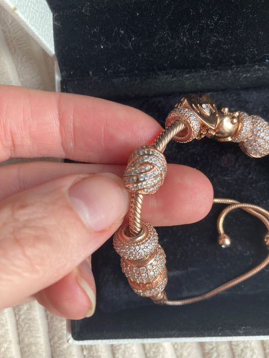 Bransoletka Pandora rose Gold charmsy 11 sztuk
