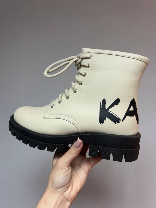 MEGA SALE -40% Женские ботинки KARL LAGERLFELD бежевые черевики хутро