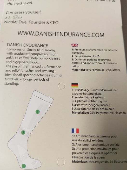 2 pares de meias de compressão Danish Endurance