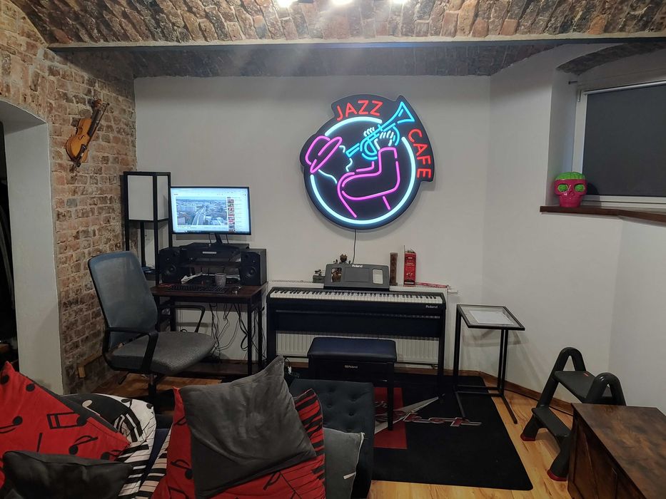 Neon plafon reklama led muzyka jazz