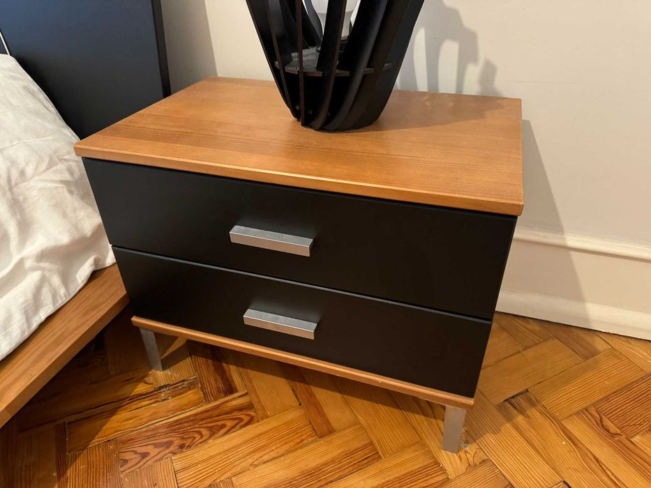 Conjunto cama estilo japonês 160x200cm madeira maciça + cabeceiras