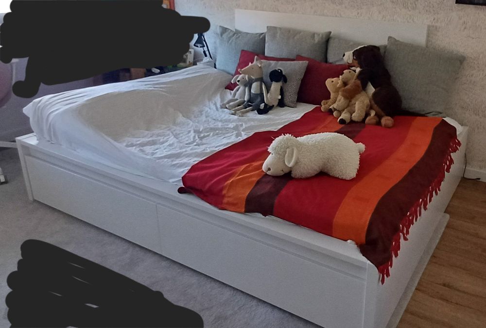 Cama malm ikea com arrumação, estrado e colchão