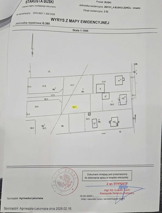 Sprzedam działkę ul. Chabrowa szer. z dł. 25 x 40 m Busko